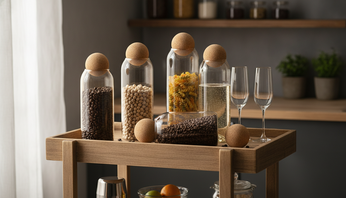 Ball Cork Glass Storage Jar for Pantry & Bar Cart